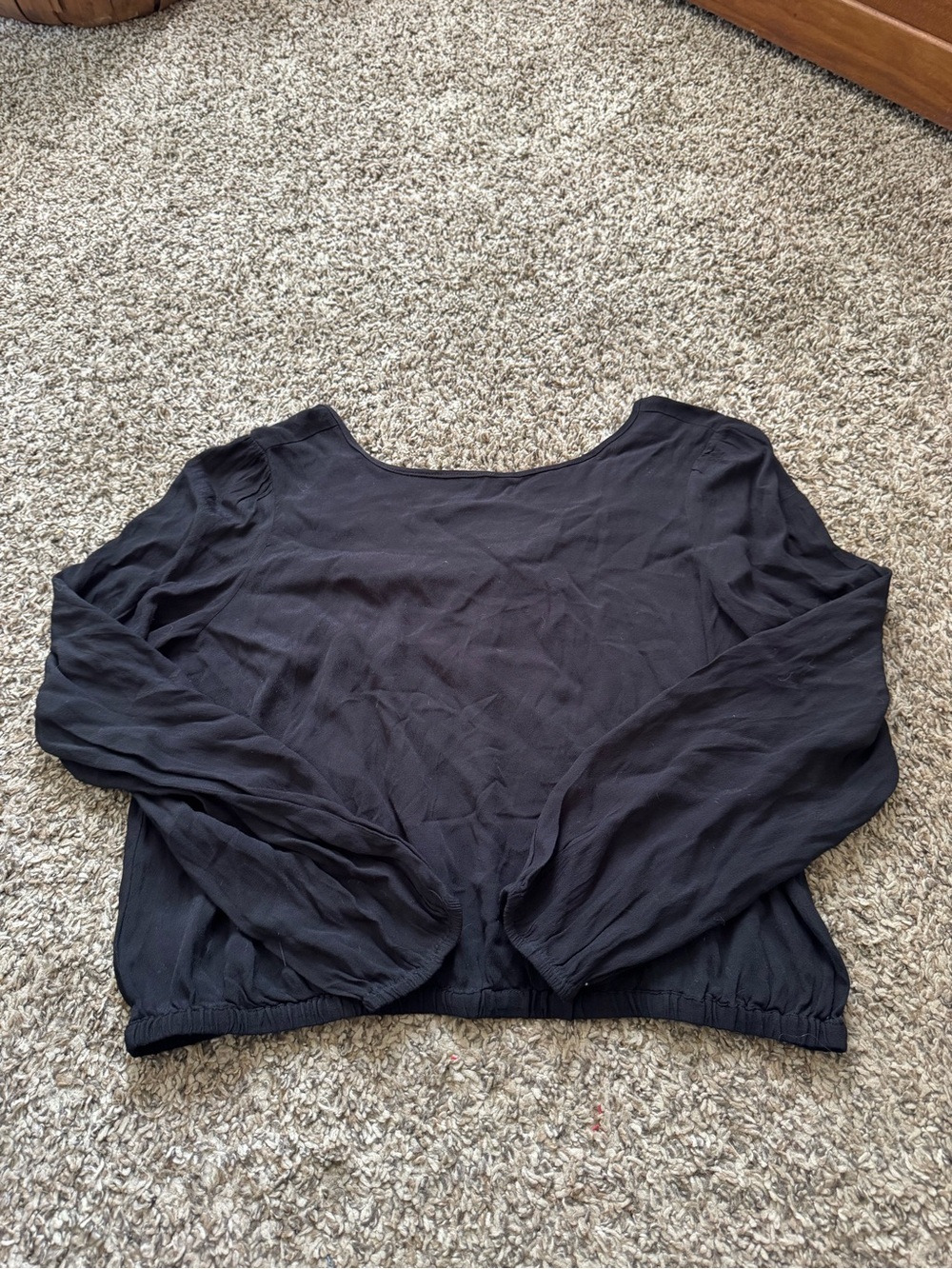 LOFT Black Scoop Neck Long Sleeve Blouse